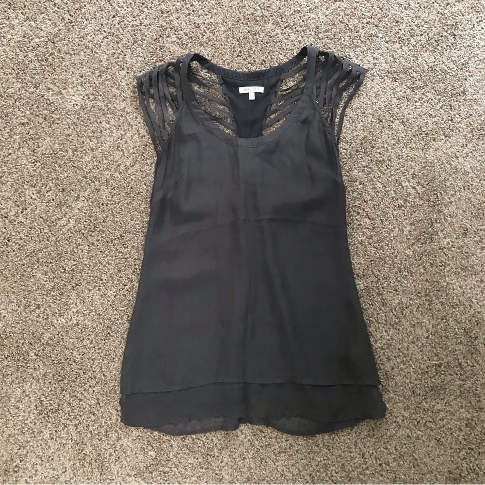 Grey Strappy Sleeveless Silk Tank by Walter